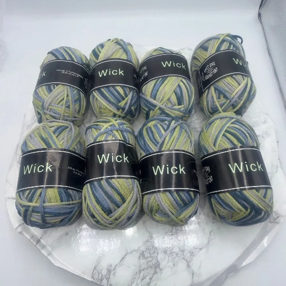 KNIT ONE CROCHET TOO Wick Bachelor Button Soy Blend Yarn-8 Skeins NEW!!